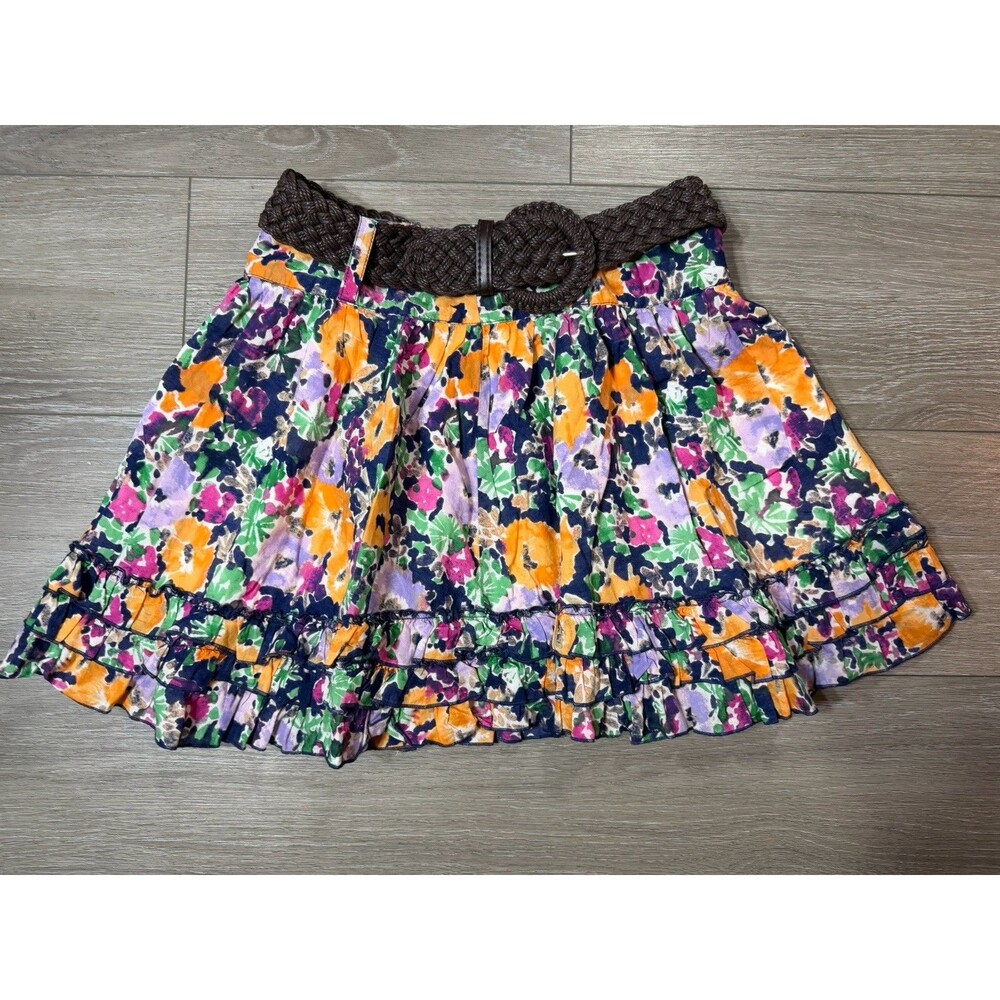 New Candies 5 Multicolor Bright Floral Print Full Ruffle Tutu Short Mini Skirt